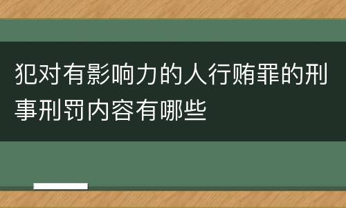 犯对有影响力的人行贿罪的刑事刑罚内容有哪些