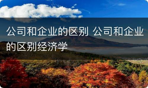 公司和企业的区别 公司和企业的区别经济学