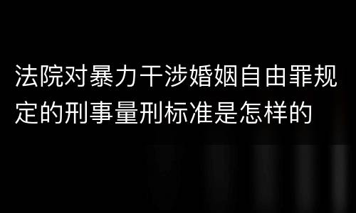 法院对暴力干涉婚姻自由罪规定的刑事量刑标准是怎样的