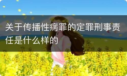 关于传播性病罪的定罪刑事责任是什么样的