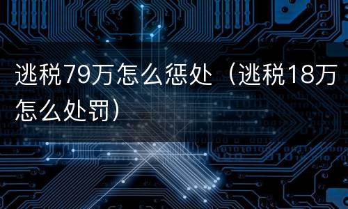 逃税79万怎么惩处（逃税18万怎么处罚）