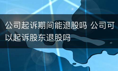 公司起诉期间能退股吗 公司可以起诉股东退股吗