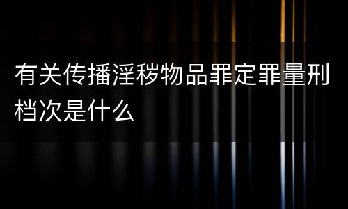 有关传播淫秽物品罪定罪量刑档次是什么