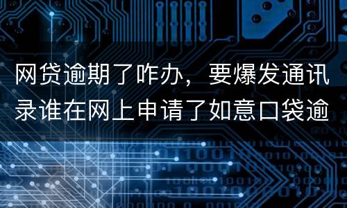 网贷逾期了咋办，要爆发通讯录谁在网上申请了如意口袋逾期了