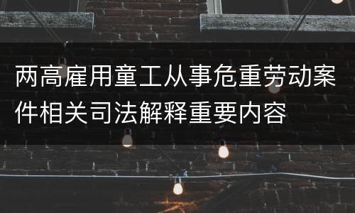 两高雇用童工从事危重劳动案件相关司法解释重要内容