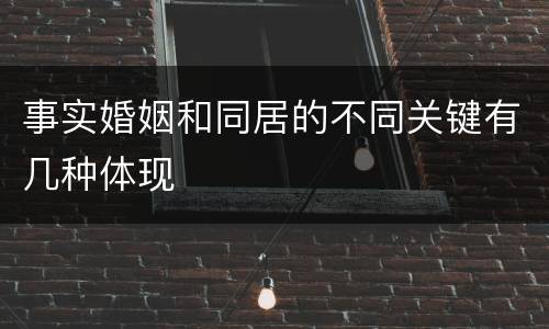 事实婚姻和同居的不同关键有几种体现