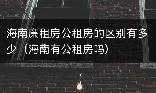 海南廉租房公租房的区别有多少（海南有公租房吗）