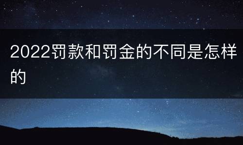 2022罚款和罚金的不同是怎样的