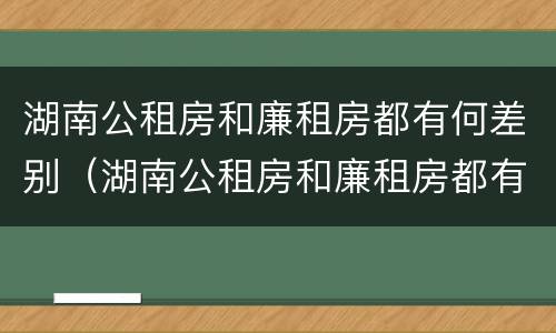 湖南公租房和廉租房都有何差别（湖南公租房和廉租房都有何差别呢）