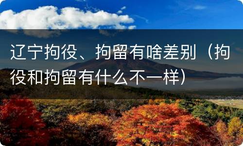 辽宁拘役、拘留有啥差别（拘役和拘留有什么不一样）