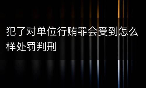 犯了对单位行贿罪会受到怎么样处罚判刑