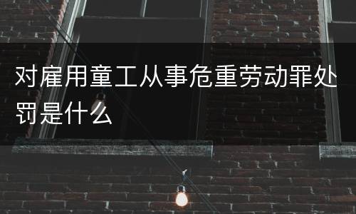 对雇用童工从事危重劳动罪处罚是什么