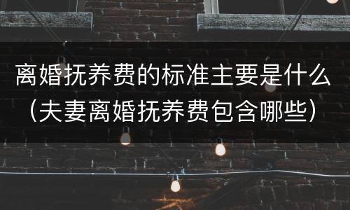 离婚抚养费的标准主要是什么（夫妻离婚抚养费包含哪些）