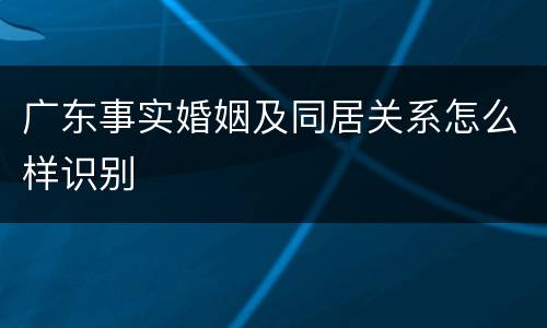 广东事实婚姻及同居关系怎么样识别