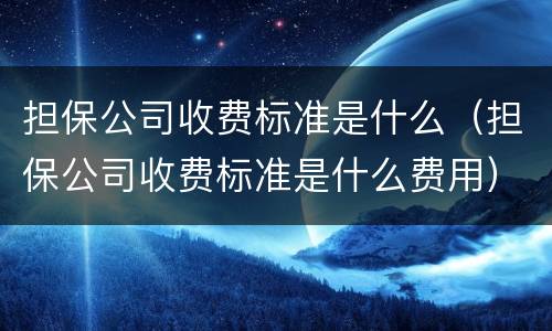 担保公司收费标准是什么（担保公司收费标准是什么费用）