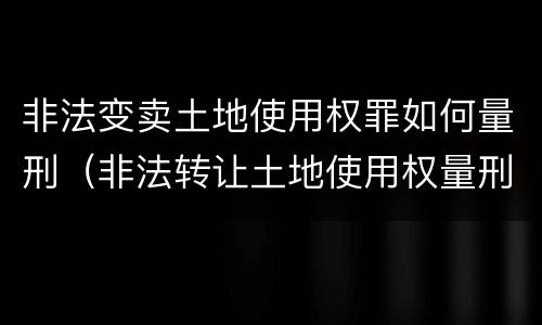 非法变卖土地使用权罪如何量刑（非法转让土地使用权量刑）