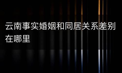云南事实婚姻和同居关系差别在哪里