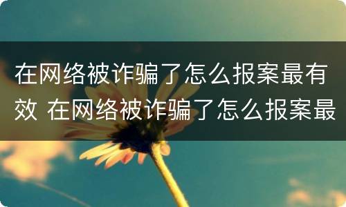 在网络被诈骗了怎么报案最有效 在网络被诈骗了怎么报案最有效果
