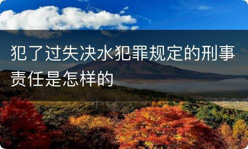 犯了过失决水犯罪规定的刑事责任是怎样的