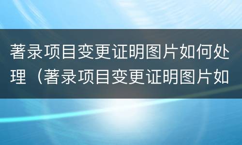 著录项目变更证明图片如何处理（著录项目变更证明图片如何处理好）