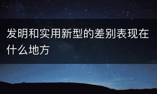 发明和实用新型的差别表现在什么地方