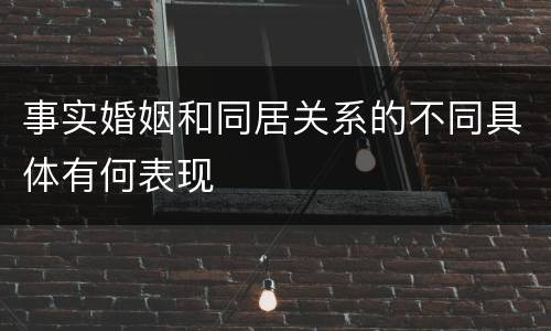 事实婚姻和同居关系的不同具体有何表现