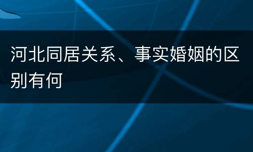 河北同居关系、事实婚姻的区别有何