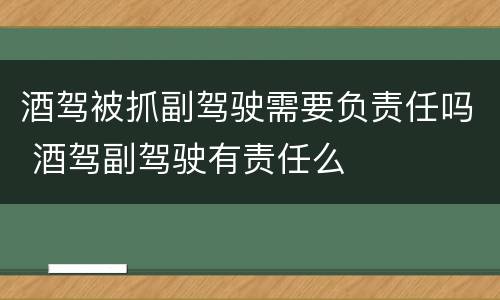 酒驾被抓副驾驶需要负责任吗 酒驾副驾驶有责任么