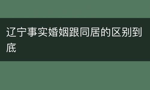 辽宁事实婚姻跟同居的区别到底