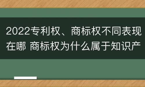 2022专利权、商标权不同表现在哪 商标权为什么属于知识产权