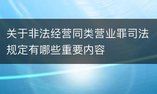 关于非法经营同类营业罪司法规定有哪些重要内容
