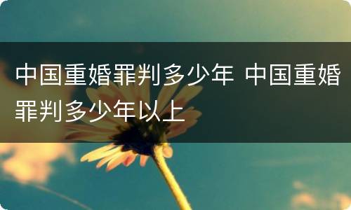 中国重婚罪判多少年 中国重婚罪判多少年以上