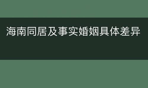 海南同居及事实婚姻具体差异