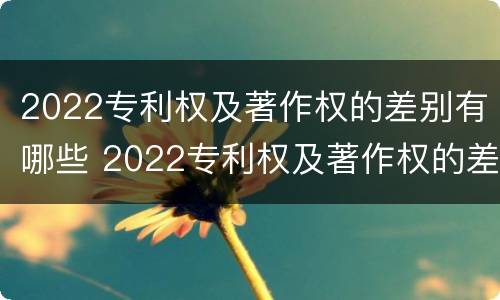 2022专利权及著作权的差别有哪些 2022专利权及著作权的差别有哪些方面