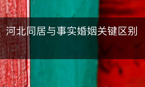 河北同居与事实婚姻关键区别
