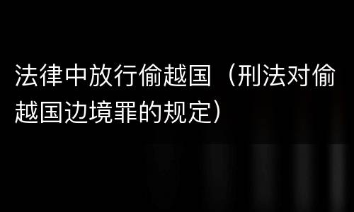 法律中放行偷越国（刑法对偷越国边境罪的规定）
