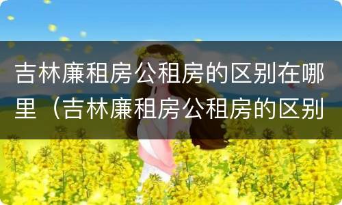 吉林廉租房公租房的区别在哪里（吉林廉租房公租房的区别在哪里啊）