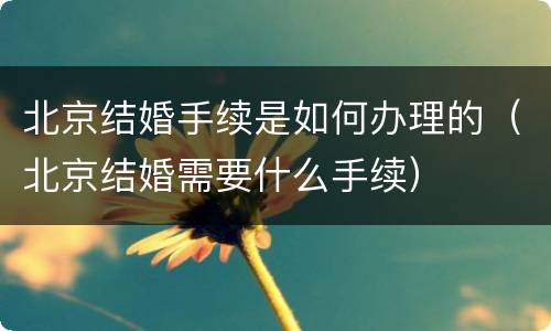 北京结婚手续是如何办理的(北京结婚需要什么手续)