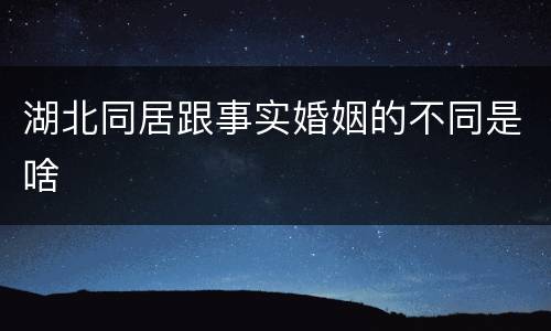 湖北同居跟事实婚姻的不同是啥