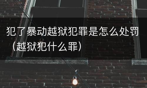 犯了暴动越狱犯罪是怎么处罚（越狱犯什么罪）