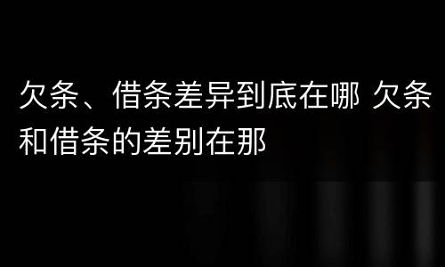 欠条、借条差异到底在哪 欠条和借条的差别在那