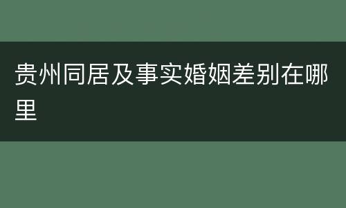 贵州同居及事实婚姻差别在哪里