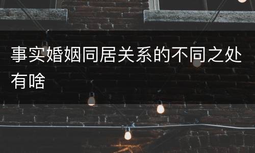 事实婚姻同居关系的不同之处有啥