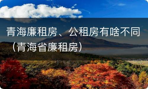 青海廉租房、公租房有啥不同（青海省廉租房）