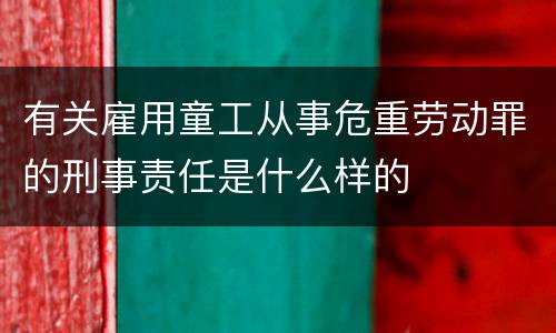 有关雇用童工从事危重劳动罪的刑事责任是什么样的
