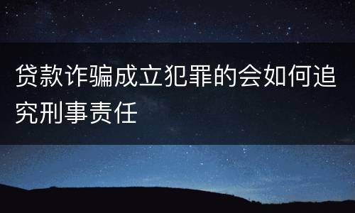 贷款诈骗成立犯罪的会如何追究刑事责任
