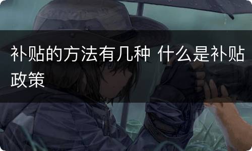 补贴的方法有几种 什么是补贴政策