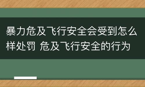 暴力危及飞行安全会受到怎么样处罚 危及飞行安全的行为