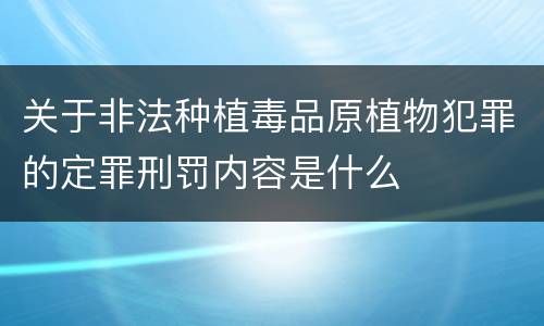 关于非法种植毒品原植物犯罪的定罪刑罚内容是什么
