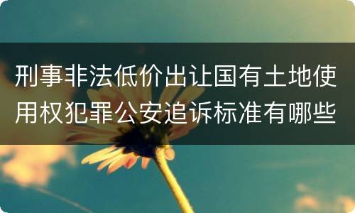 刑事非法低价出让国有土地使用权犯罪公安追诉标准有哪些规定